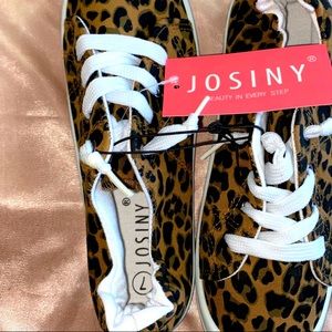 Josiny Leopard print casual slip on girl shoes